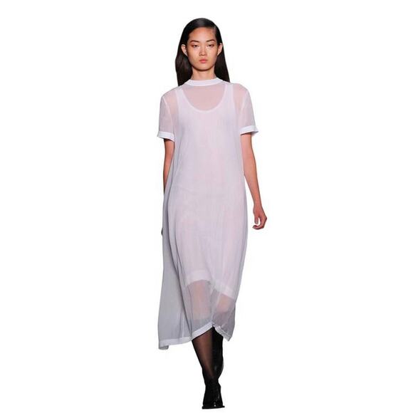 Dkny Dresses & Skirts - NWT Unique DKNY Silk Sheer Back Slit Short Sleeve Cover Up Dress White Size XS/S